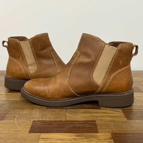 Cougar Womens Chelsea Boots 7 Brown Leather Ankle Zip Chunky Tan Zip Outerwear - Picture 6 of 16